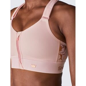 SHEFIT Flex Sports Bra Pink Rose Gold High Impact Front Zip Size 34D